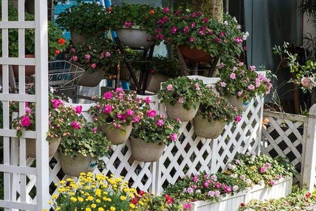 Colorful Flowers Transform Boring Fences