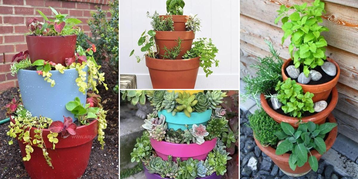 4246822 Stacked Flower Pot Garden Ideas