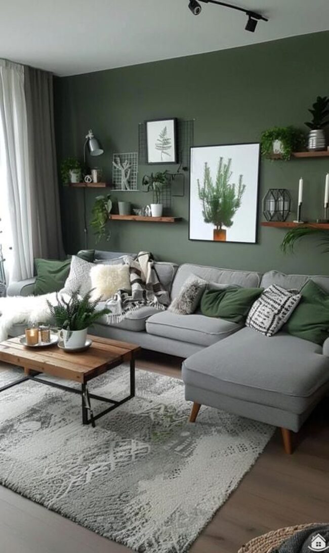 Green and Grey Design with Natural Accents