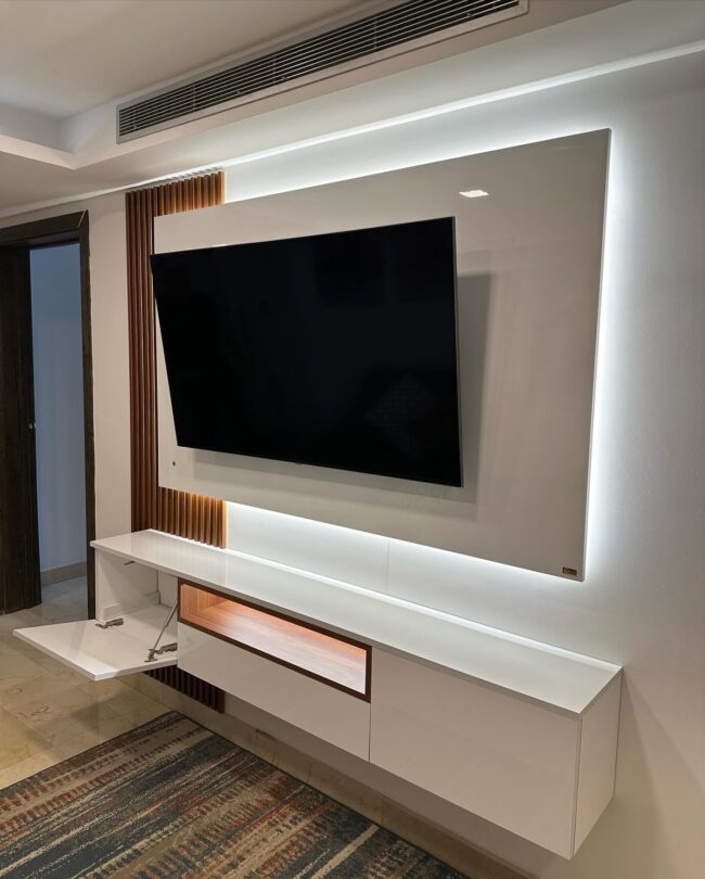 Illuminated Contemporary TV Wall Design