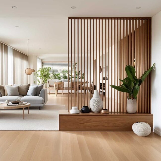 Modern Vertical Wood Slat Feature