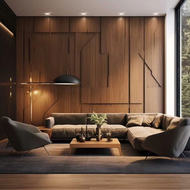 Striking Geometric Wooden Wall Design