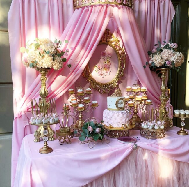 Regal Pink and Gold Dessert Showcase