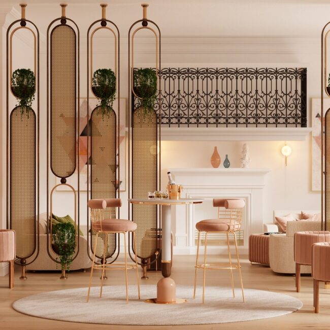 Natural Divider Accented with Planters