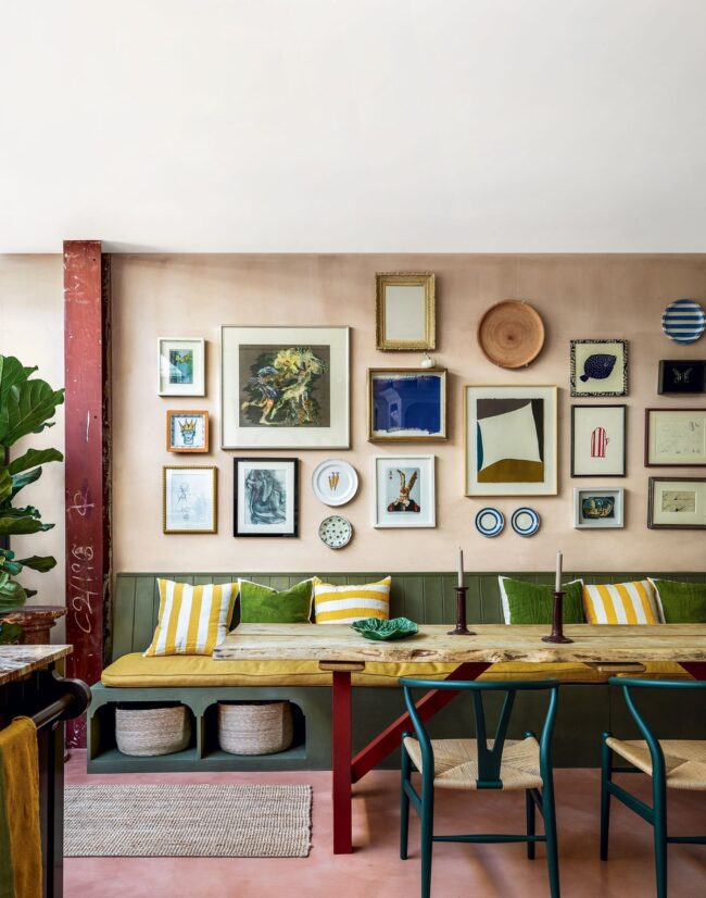 Eclectic Dining Space with Bold Artwork