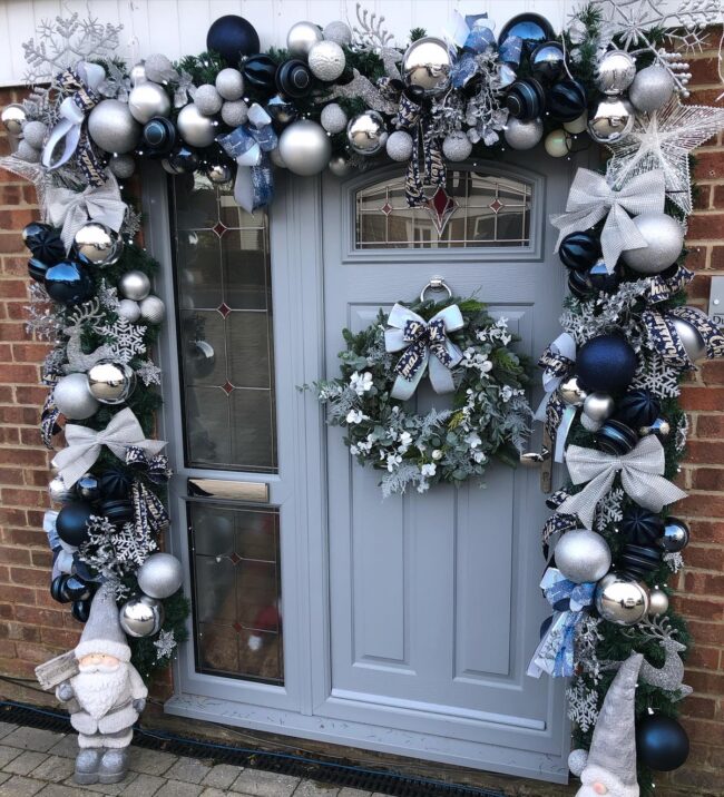 Charming Winter Scene in Blue and Silver