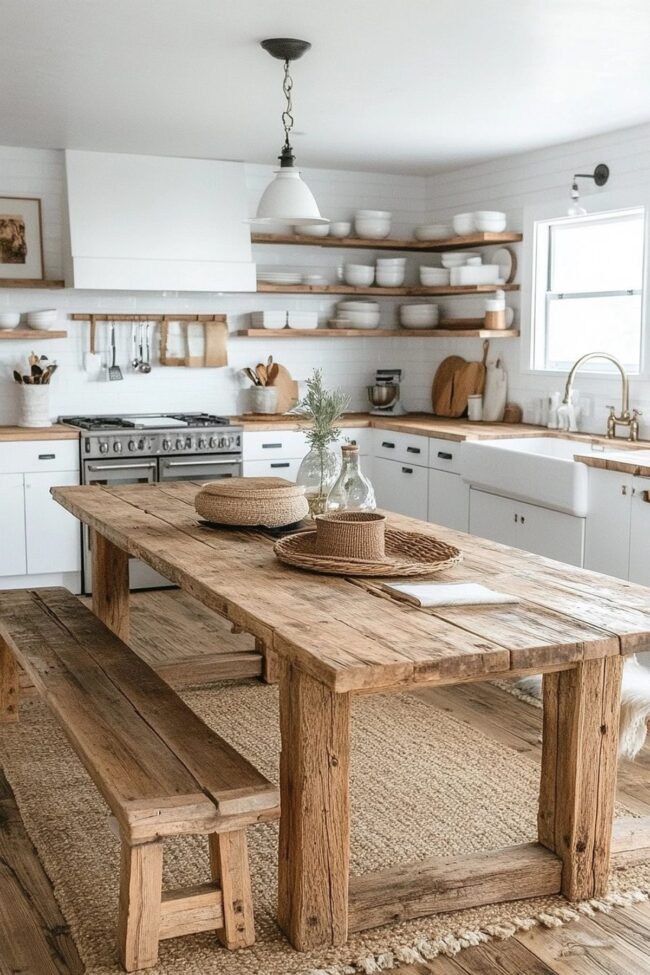Natural Wood Tones with White Accents