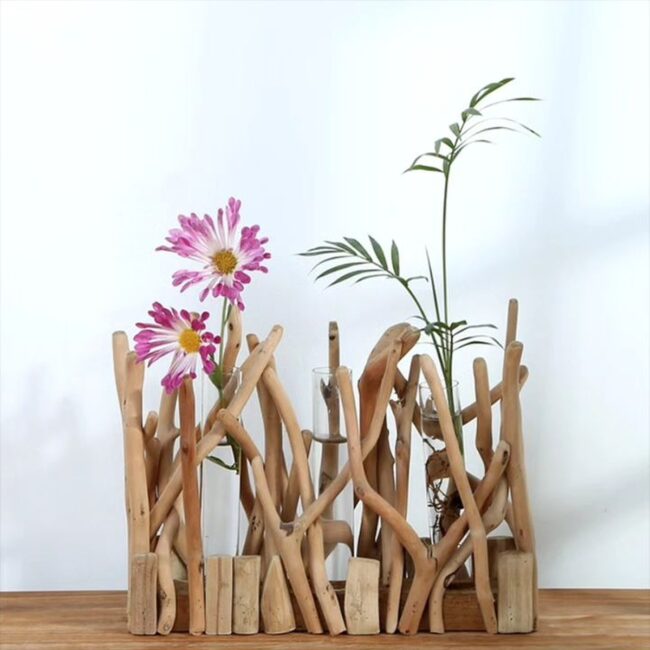 Driftwood Vase Holder with an Organic Display