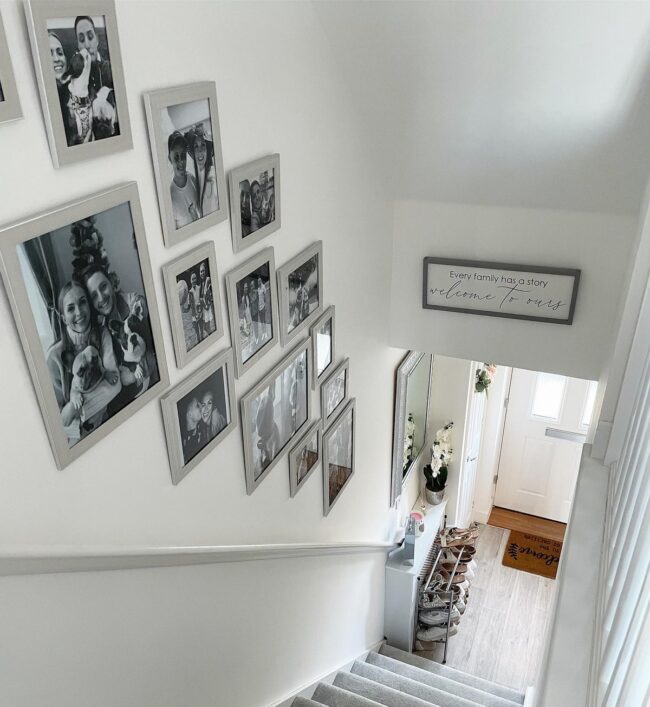 Stunning Family Photo Display on Stairs