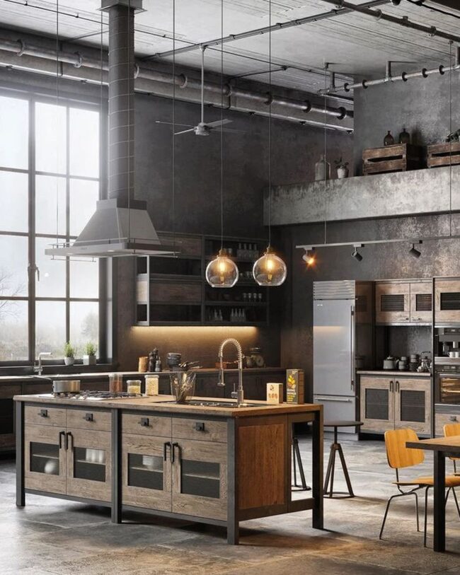 Vintage-Infused Industrial Kitchen