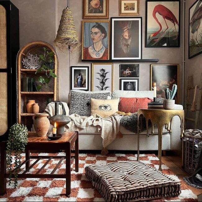 Bohemian-Inspired Living Room Gallery Display