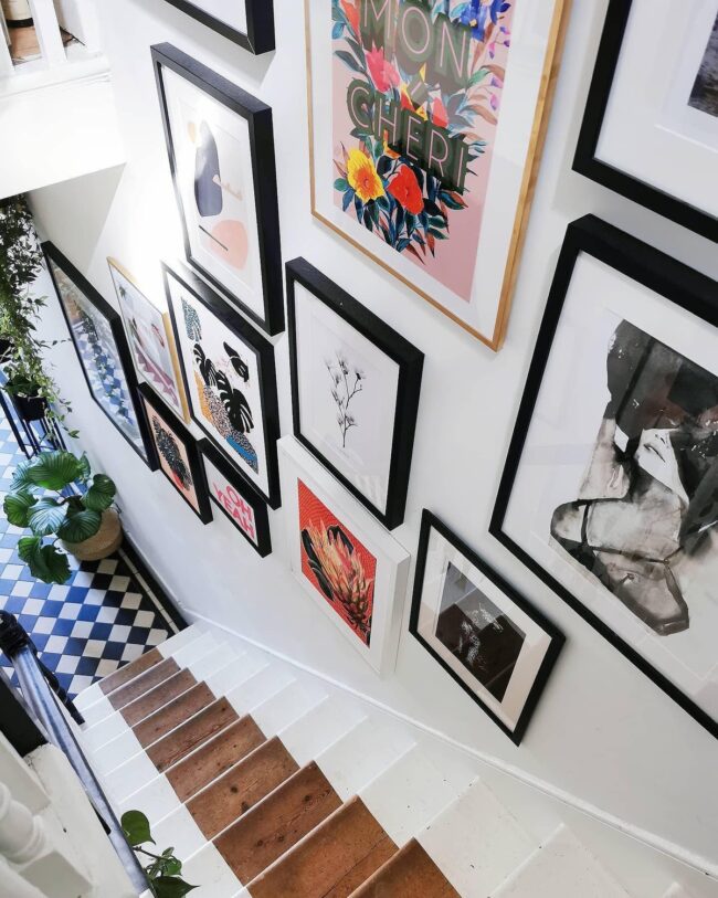 Stunning Monochrome Staircase Art Display