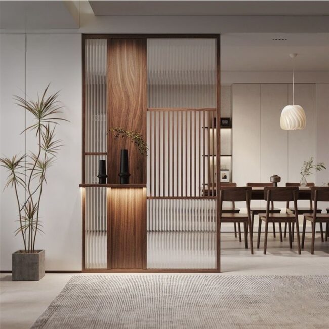 Sophisticated Blend of Wood and Glass
