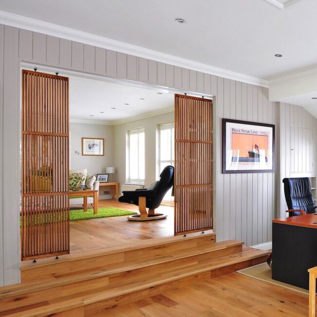 Sliding Wooden Panel Partition