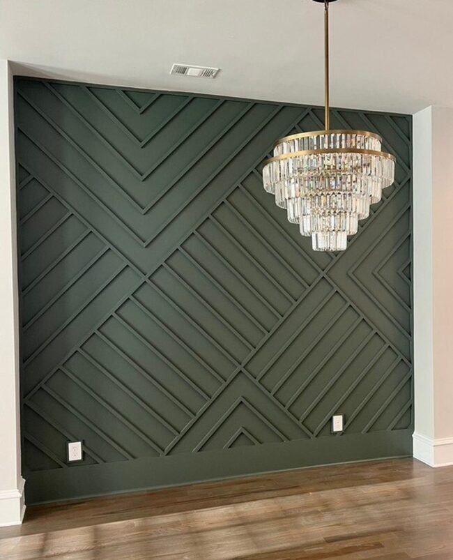 Green Geometric Wall for Modern Elegance