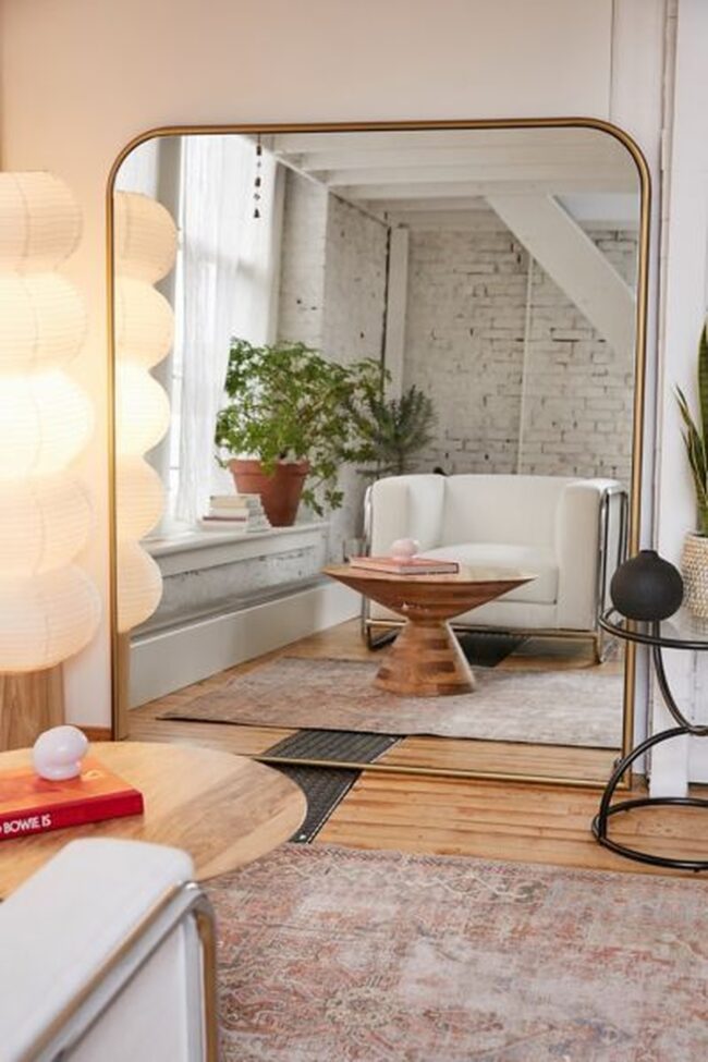 Minimalist Mirror with Brass Frame