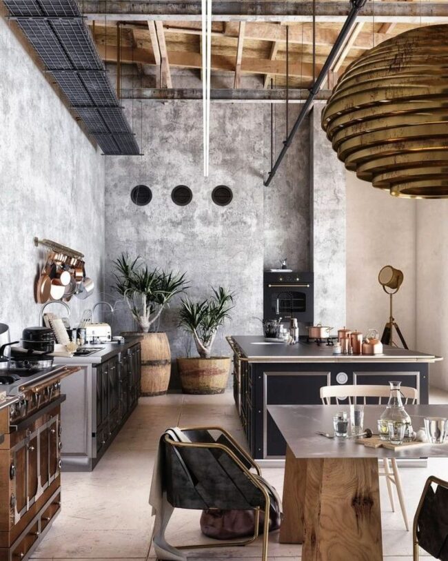Industrial Kitchen with Elegant Touches
